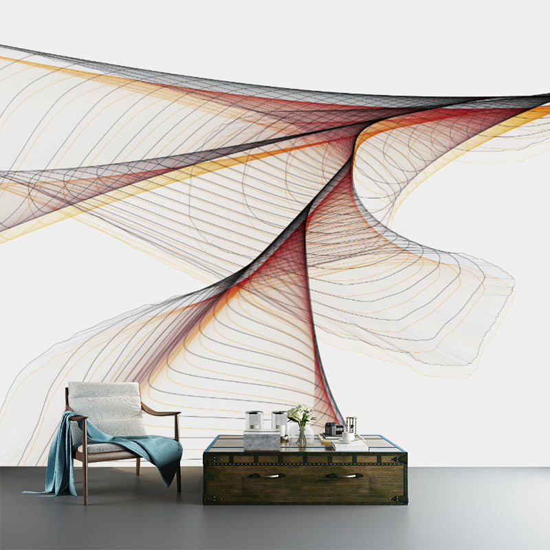 Modern Art Spiral Pattern Mural Wallpaper Orange-Yellow Waterproof Wall Decoration for Home