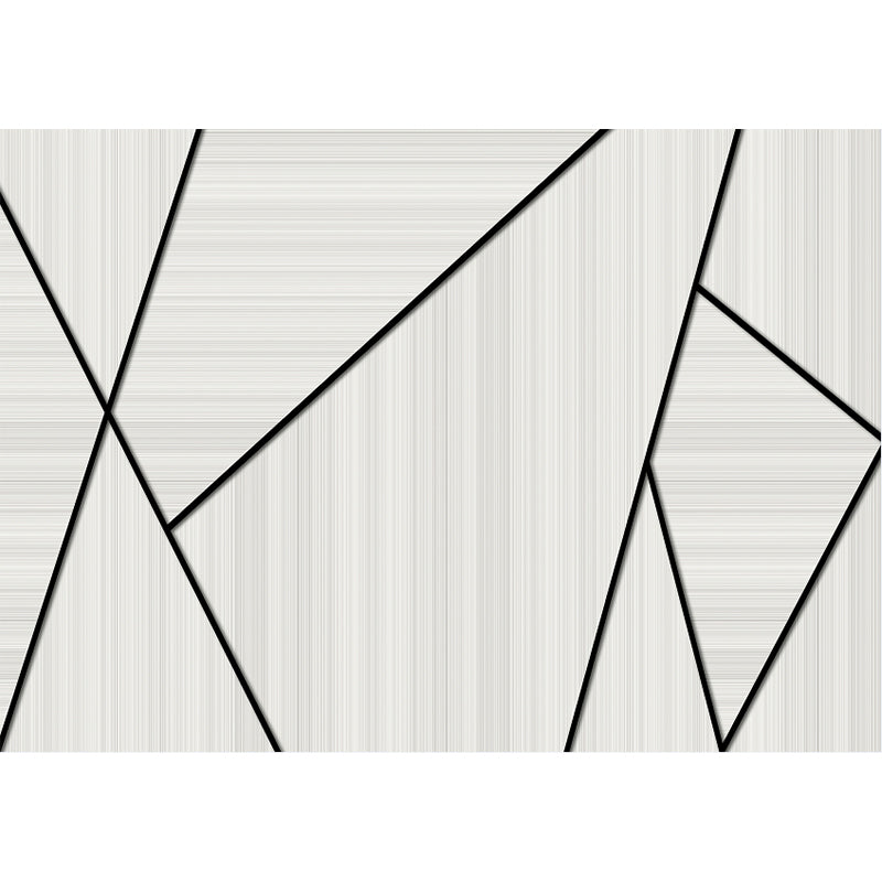 Beige Geometrical Wall Paper Murals Moisture Resistant Minimalism Bedroom Wall Art