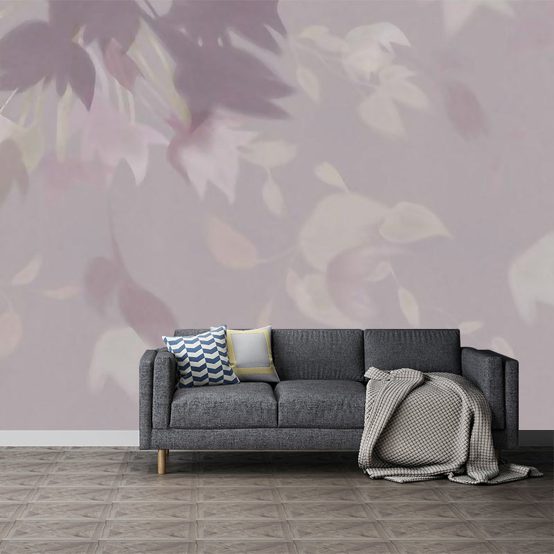 Shattered Flower Print Mural Purple Modern Style Wall Decor for Bedroom, Non-Woven Fabric