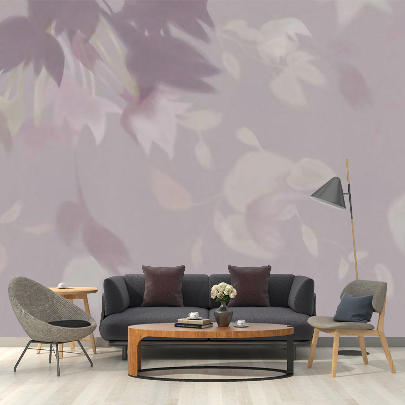 Shattered Flower Print Mural Purple Modern Style Wall Decor for Bedroom, Non-Woven Fabric