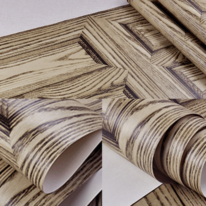 PVC Wallpaper Roll Wood Door Pattern Smooth Surface Wall Covering for Decoration