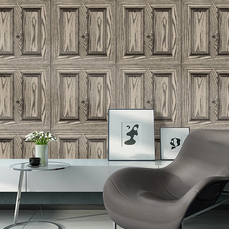 PVC Wallpaper Roll Wood Door Pattern Smooth Surface Wall Covering for Decoration