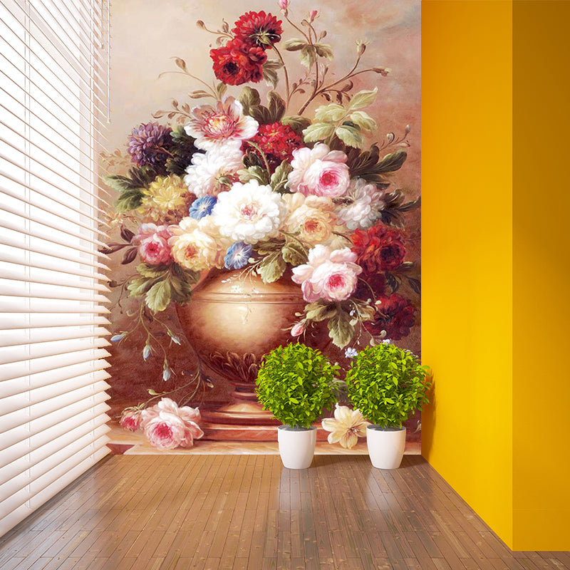 Whole Modern Wall Paper Murals Red Brown Still Life Peony Vase Wall Art, Custom Print