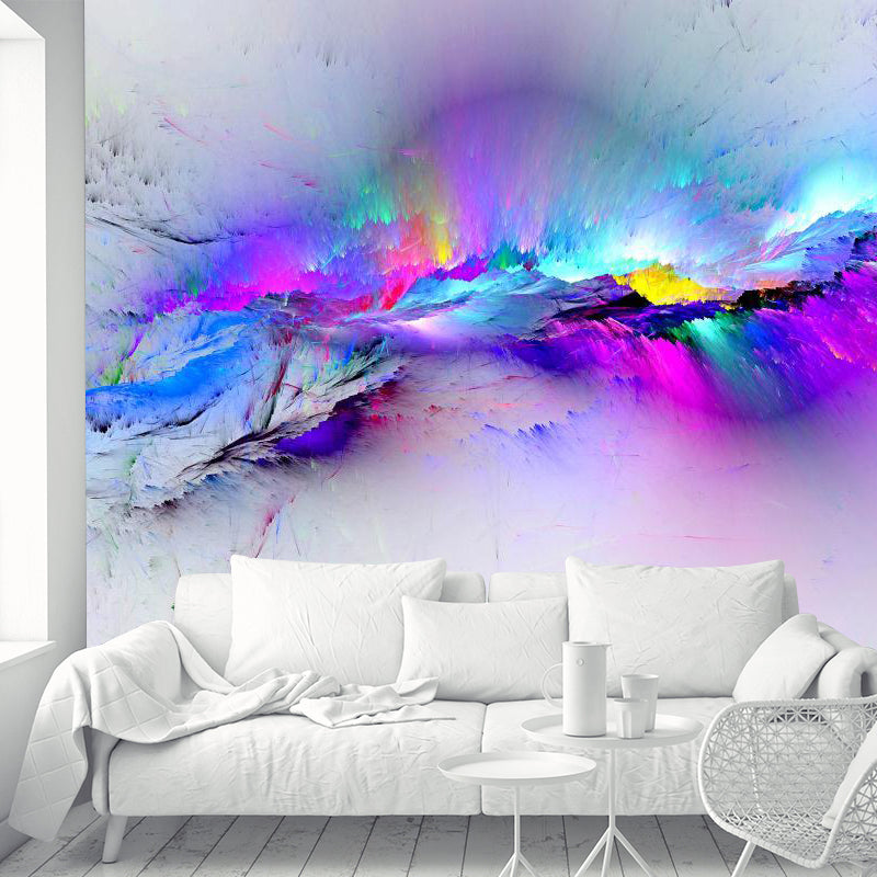 Blue-Purple Feathers Wallpaper Murals Water Resistant Wall Covering for Living Room