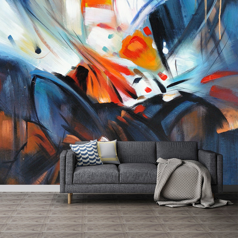 Abstract Painting Murals Wallpaper Orange-Blue Novelty Wall Decor for Living Room