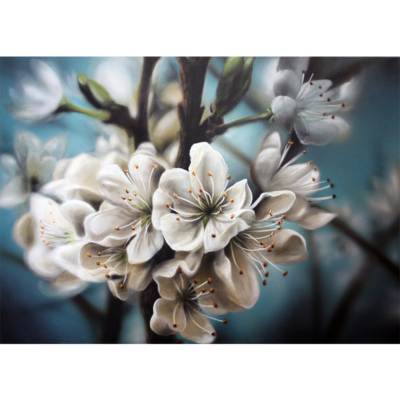 Photography Flower Wall Paper Murals for Home, Blue and White, Personalised Size