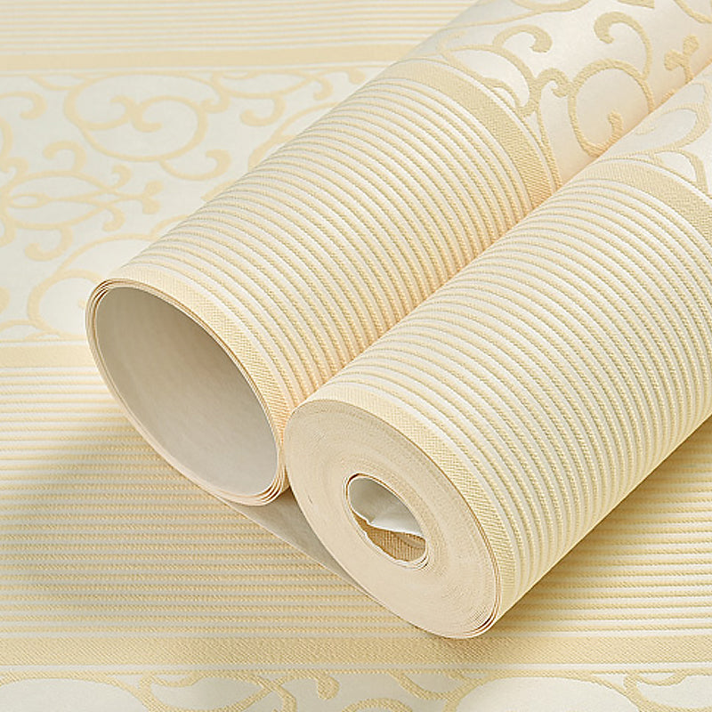 Removable Scroll Wallpaper Roll Glam Non-Woven Fabric Wall Decor for Living Room, Self-Stick