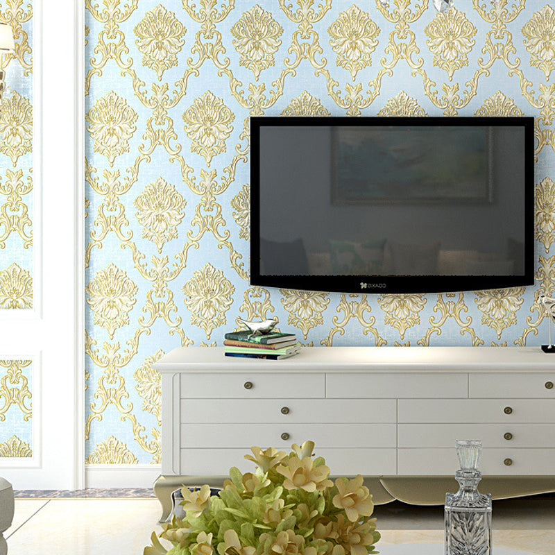 Luxury Flower Wallpaper Light-Color Jacquard Wall Covering for Living Room, Unpasted