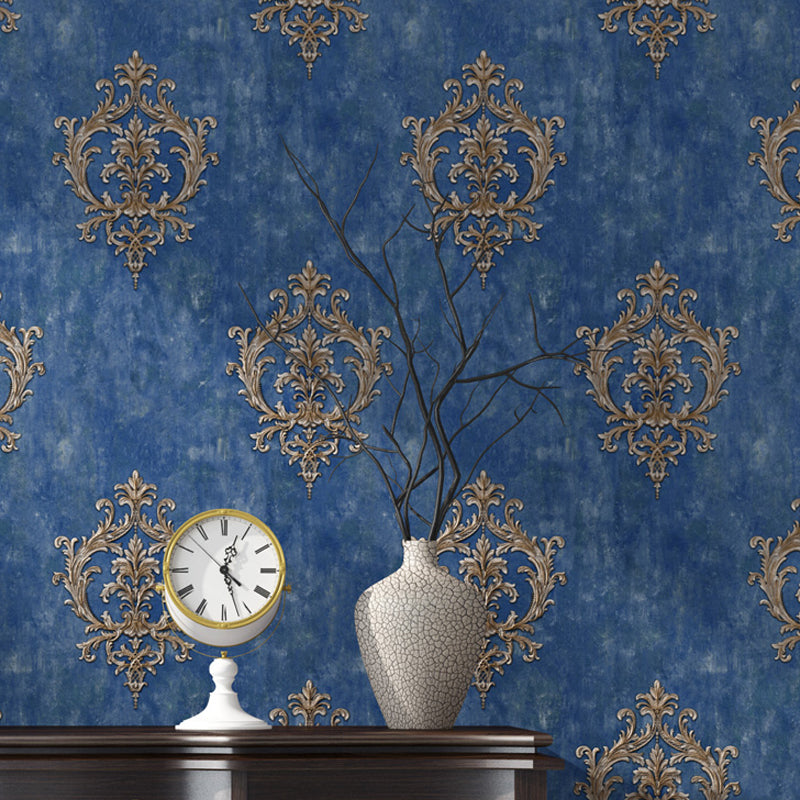 Temporary Adhesive Damask Wallpaper Roll Luxury Washable Living Room Wall Covering, 17.1-sq ft