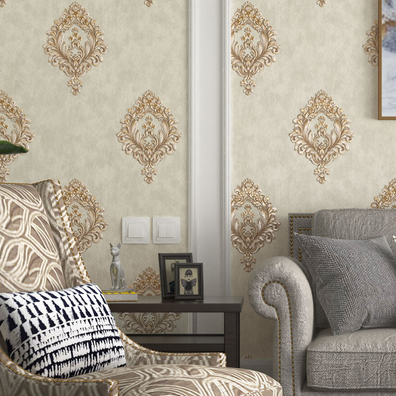 Medallion Wallpaper Luxury Embroidery Wall Covering in Pastel Color for Accent Wall