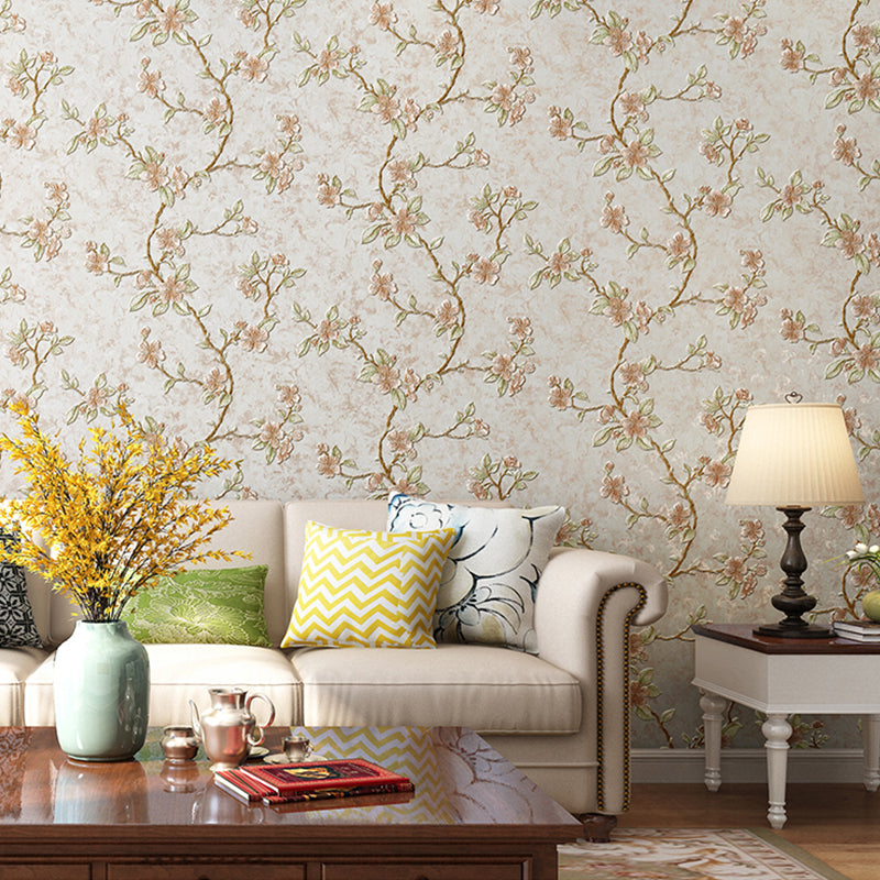 Rustic Plum Flower Wallpaper for Bedroom 31' L x 20.5" W Wall Covering in Soft Color