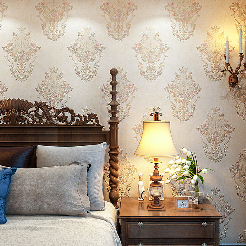 Rural Floral Wallpaper Non-Woven Cloth Waterproof Light Color Wall Art for Bedroom