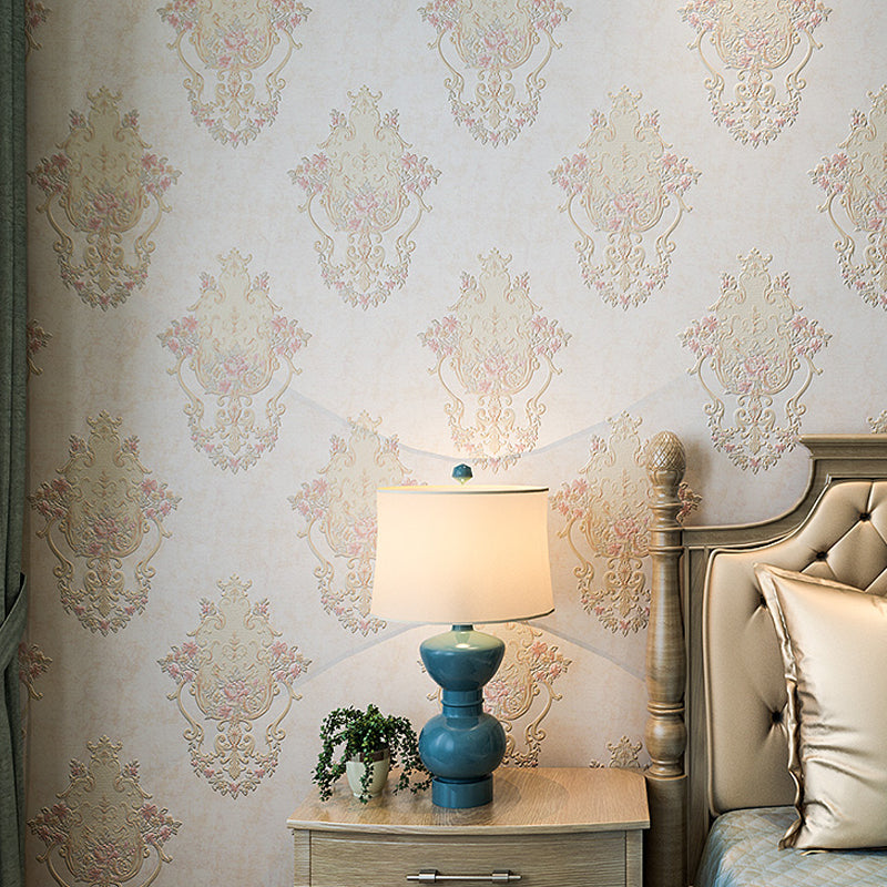 Rural Floral Wallpaper Non-Woven Cloth Waterproof Light Color Wall Art for Bedroom