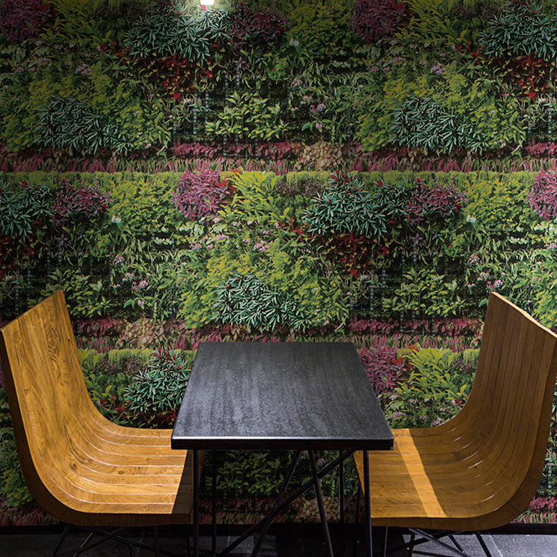 Farmhouse Flower Field Wallpaper for Restaurant 33' x 20.5" Wall Covering in Dark Color