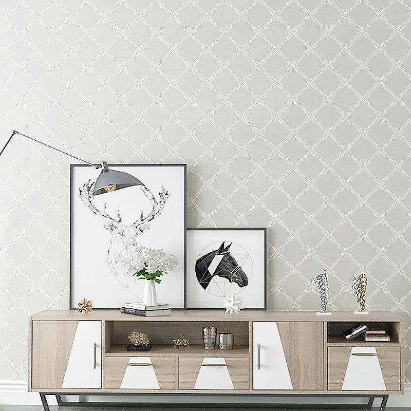 Minimalist Lattice Wallpaper for Living Room 57.1-sq ft Wall Art in Pastel Color