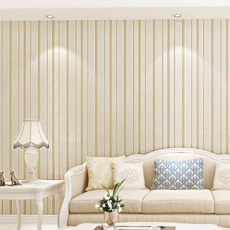 Peel Stick Ticking Stripe Wallpaper Soft Color Minimalistic Wall Decor for Bedroom, Removable