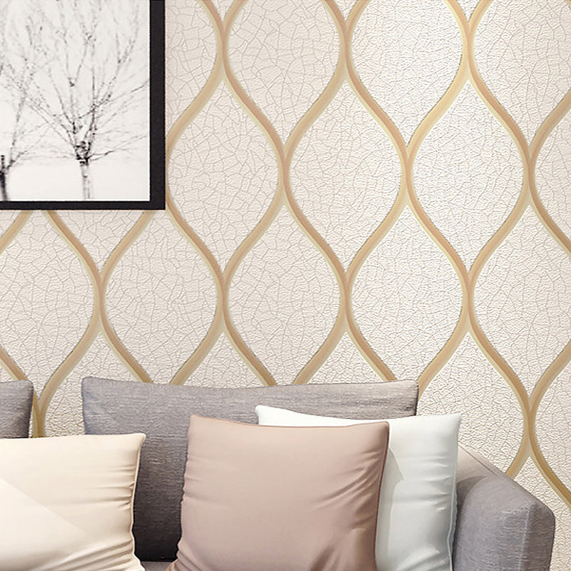 Light Color Ogee Wallpaper Crackle Look Modern Stain-Proof Wall Art for Living Room