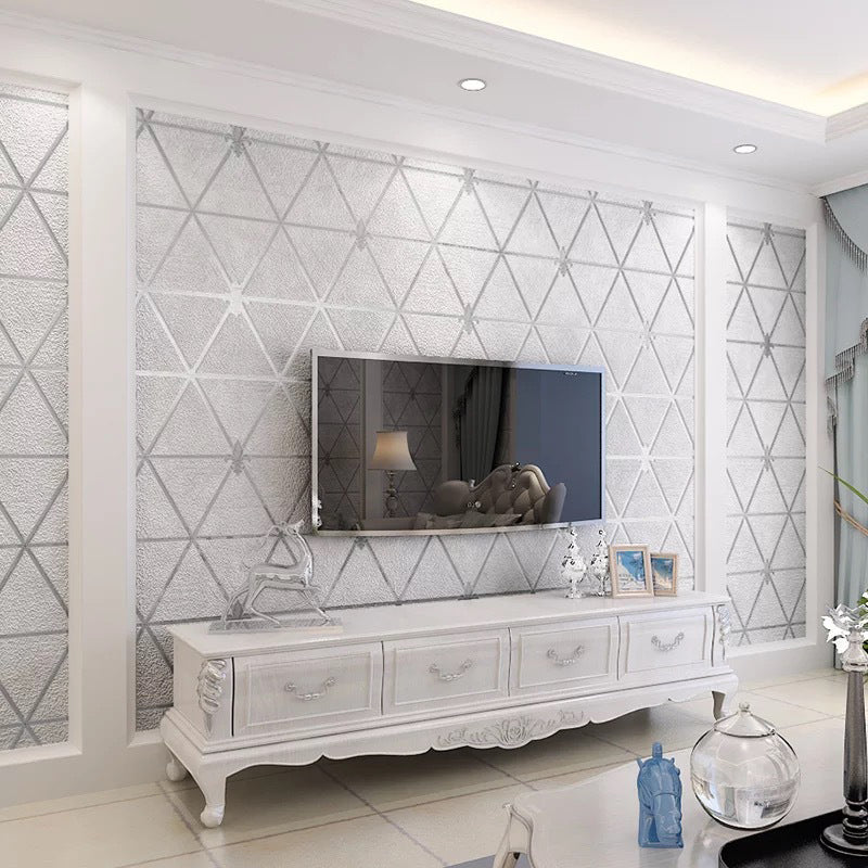 Modern Triangle Wallpaper Flock Moisture Resistant Soft Color Wall Decor for Home