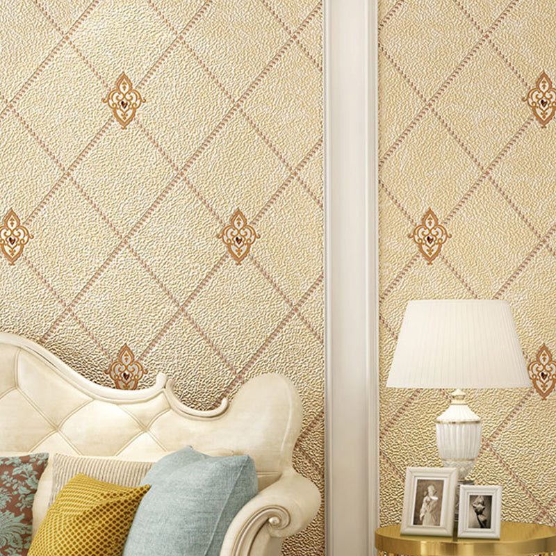 Stain-Resistant Trellis Wallpaper Flock Material Modern Style Wall Art for Living Room