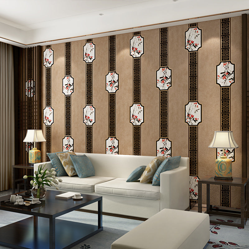 Chinoiserie Floral Print Wallpaper Pastel Color Washable Wall Covering for Bedroom