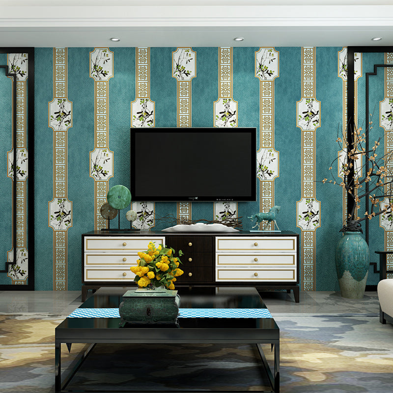 Chinoiserie Floral Print Wallpaper Pastel Color Washable Wall Covering for Bedroom