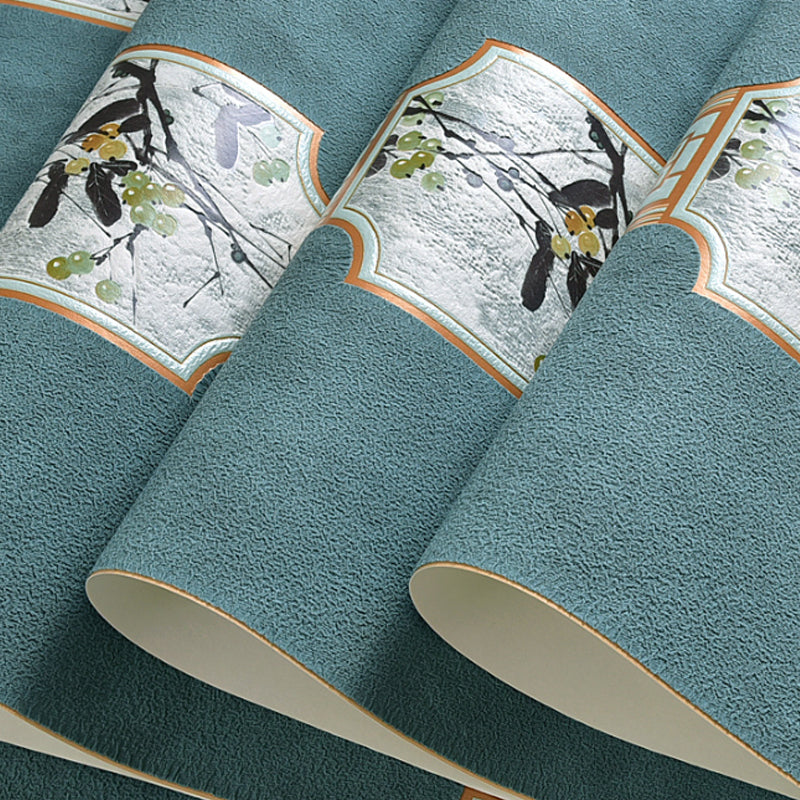 Chinoiserie Floral Print Wallpaper Pastel Color Washable Wall Covering for Bedroom