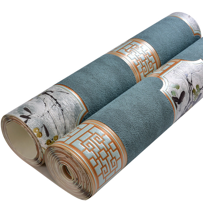 Chinoiserie Floral Print Wallpaper Pastel Color Washable Wall Covering for Bedroom