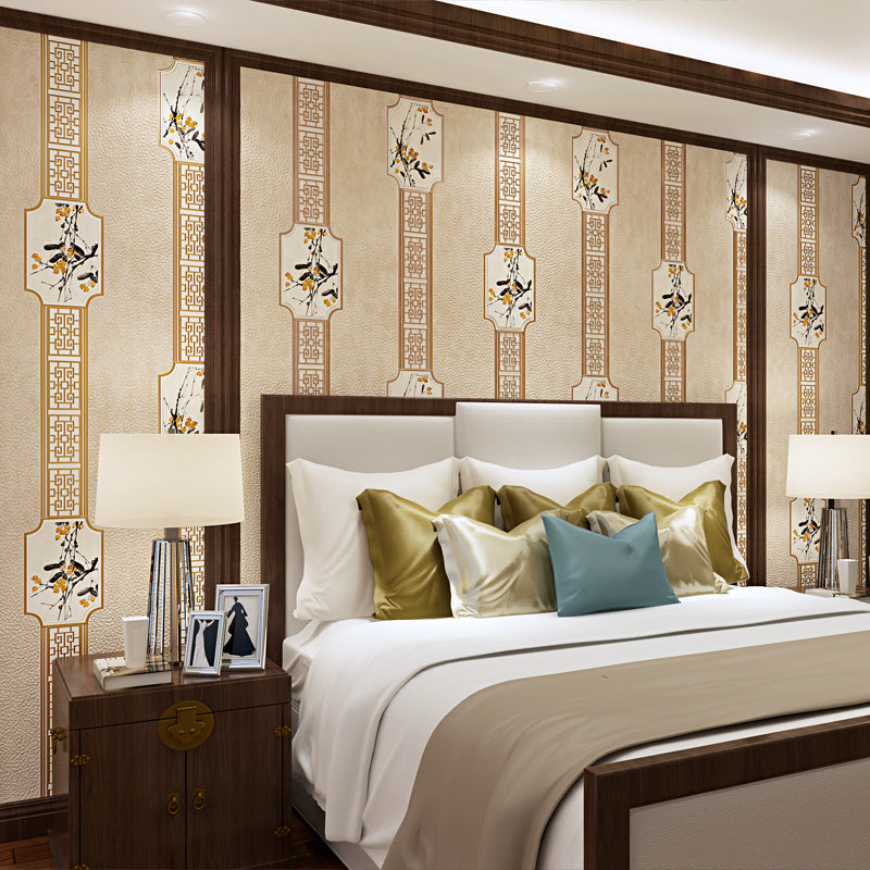 Chinoiserie Floral Print Wallpaper Pastel Color Washable Wall Covering for Bedroom