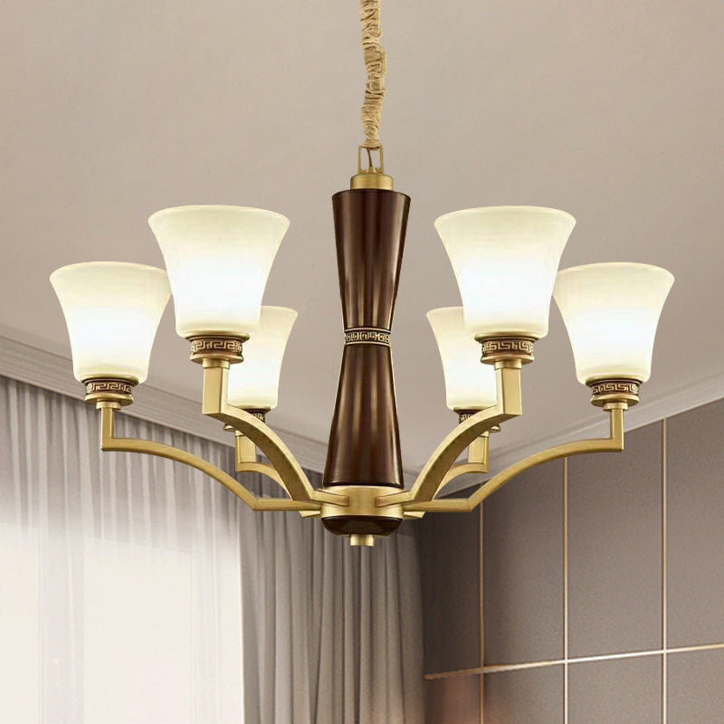 Bell -vormige eetkamer plafond kroonluchter antieke stijl matglas 6/8 bollen gouden ophanging hanglamp