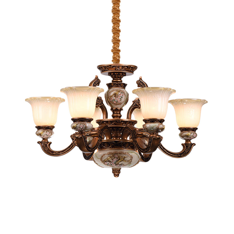 Metaal Swooping arm plafond kroonluchter traditionele stijl 6/8 lichten logeerkamer ophanging licht
