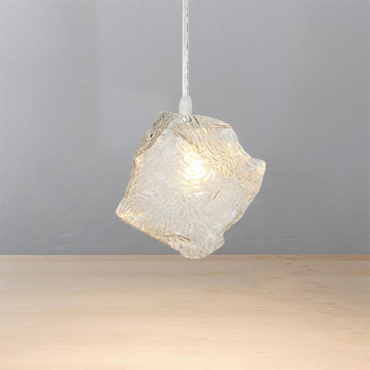 Rock Clear Glass Cluster Pendant Contemporary 5/6/8 Lights White Led Hanging Light Fixture with Round/Linear Canopy