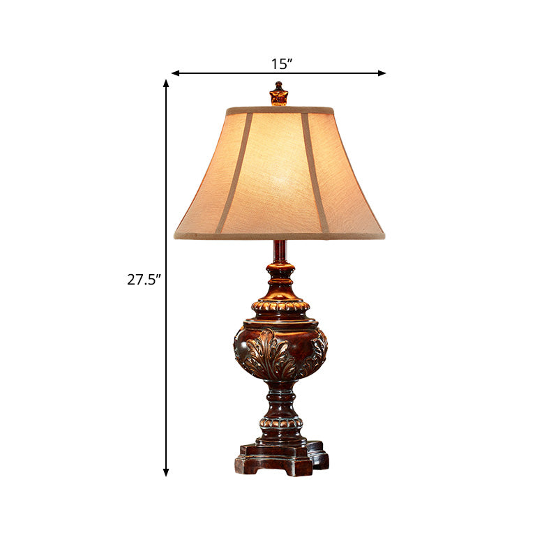 1 lampe de nuit de la barre de tête de la tête de style traditionnel de style brun tissu clair pour le chevet