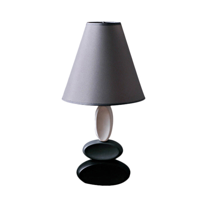 Lampada da comodino da comodino in tessuto tradizionale a forma affusolata grigia