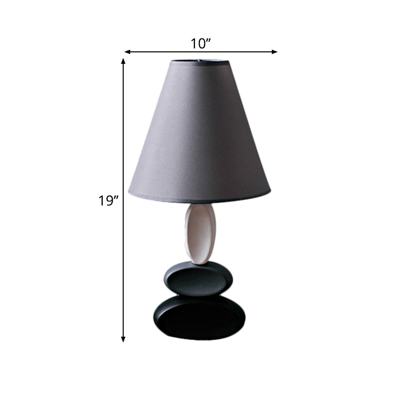 Lampada da comodino da comodino in tessuto tradizionale a forma affusolata grigia
