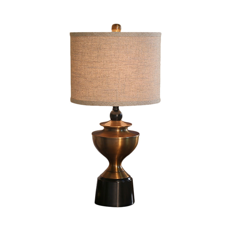 Lampada da comodino da soggiorno a 1 lampadina in stile campagna, dal design a botte, in bronzo