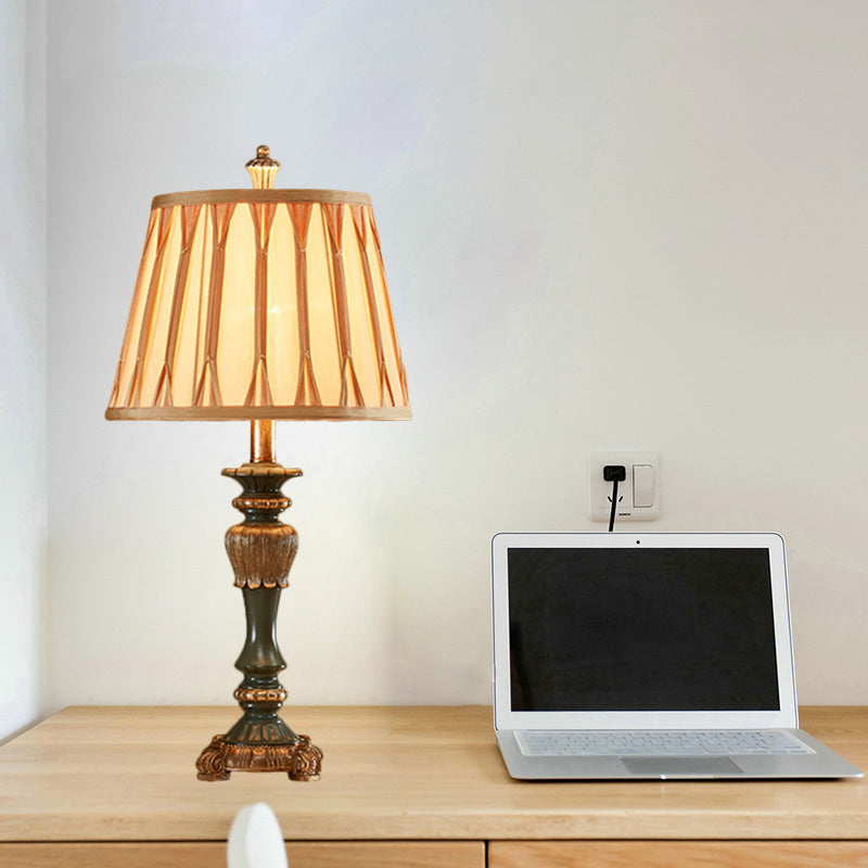 Lampe de nuit d'ombre de largeur de 10 "/ 12" lampe de nuit de nuit de style bronze Tableau de tissu en bronze avec base de chandelles