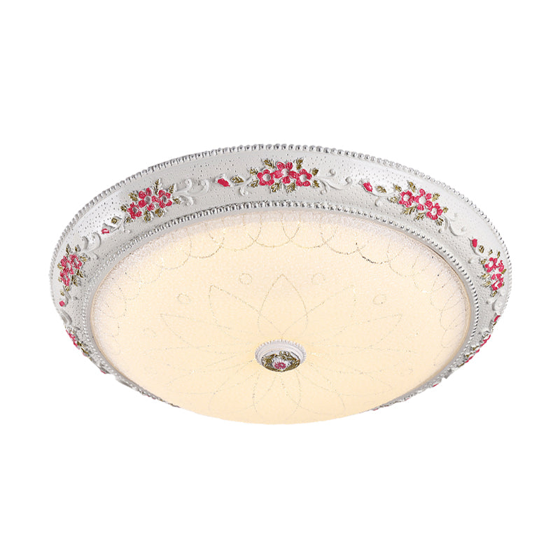LED-Unterputz-Lampe traditionellen Stil Rundförmige Creme Glas Deckenleuchte in Weiß-Pink, 12 "/16" /19.5 " Breite