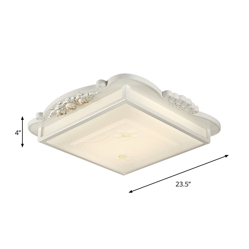 Quadratische LED-Beleuchtungskörper, Vintage-Unterputzleuchte aus weißem Opalglas für das Wohnzimmer