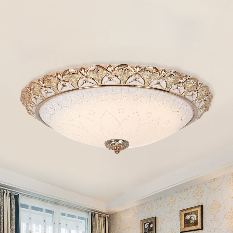 14 "/16" /20 " W Farmhouse Dome Flush Light Fixture Crema Vetro LED Flush Montaggio Lampada in Gold, Warm / White Light