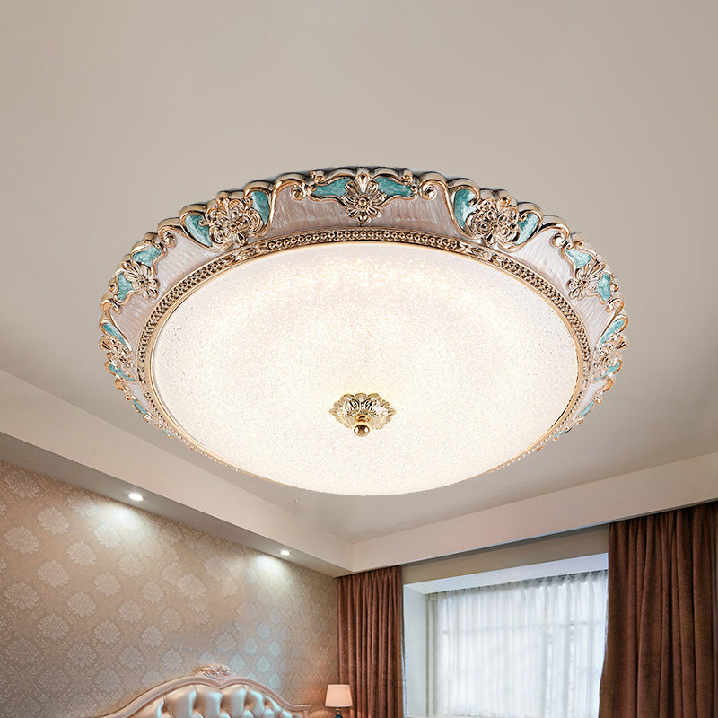 14 "/16 "/19.5" W Farmhouse Dome Shade Flushmount Lampada a soffitto in vetro smerigliato LED in oro e marrone, luce calda / bianca