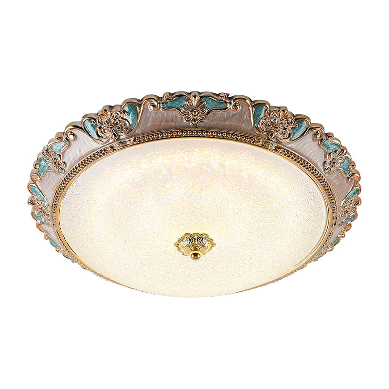 14 "/16 "/19.5" W Farmhouse Dome Shade Flushmount Lampada a soffitto in vetro smerigliato LED in oro e marrone, luce calda / bianca