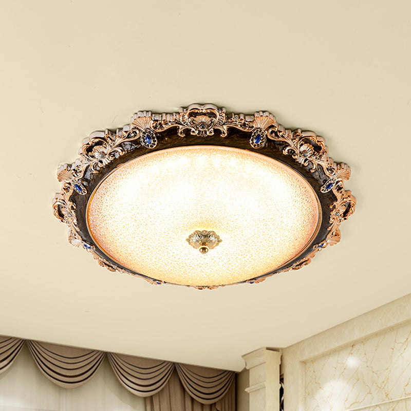 Domed Shade Bedroom Flush Lighting Fixture Farmhouse Seedy Glass 15 "/16.5" /21 " W LED Brown Massimale Flush in Warm / White Light