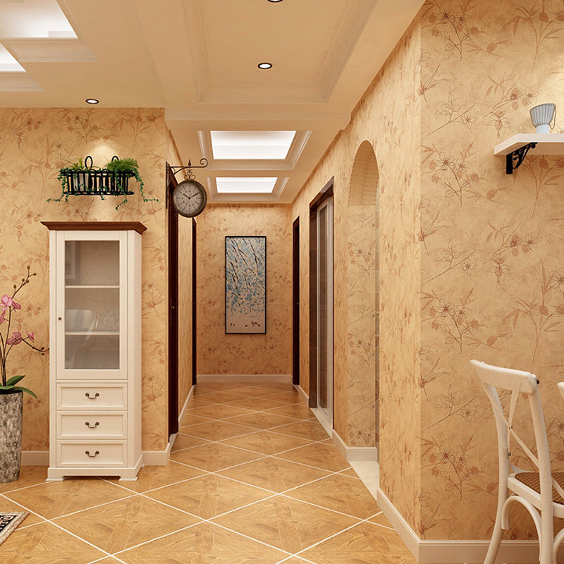 Countryside Flower Wallpaper Roll for Accent Wall 33' x 20.5" Wall Art in Light Khaki