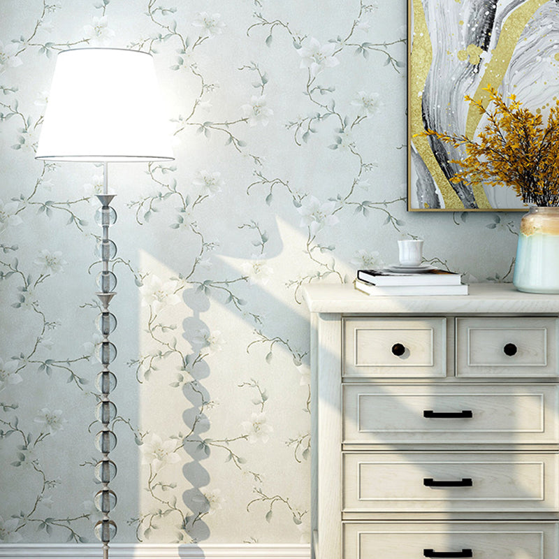Rural Lily Flower Wallpaper Roll Soft Color Moisture Resistant Wall Decor for Home