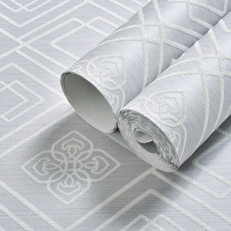 Modernist Trellis Pattern Wallpaper Light-Color Living Room Wall Art, 54.2-sq ft