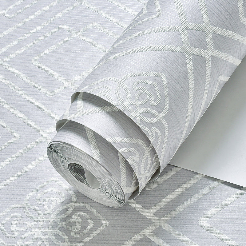 Modernist Trellis Pattern Wallpaper Light-Color Living Room Wall Art, 54.2-sq ft