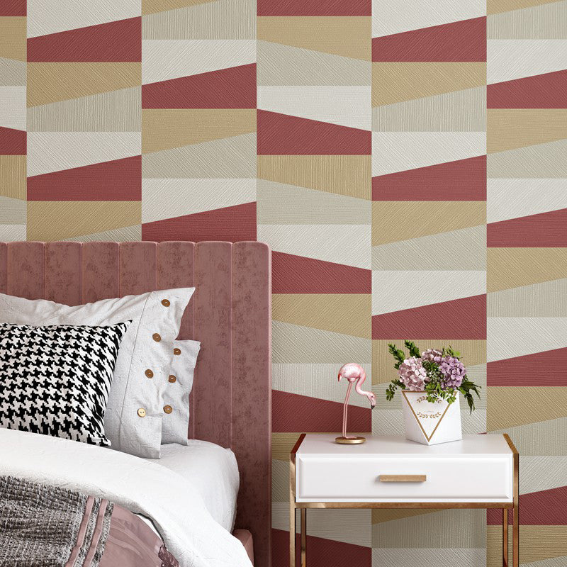 Mid Century Geometry Wallpaper Dark-Color Living Room Wall Covering, 33' x 20.5"