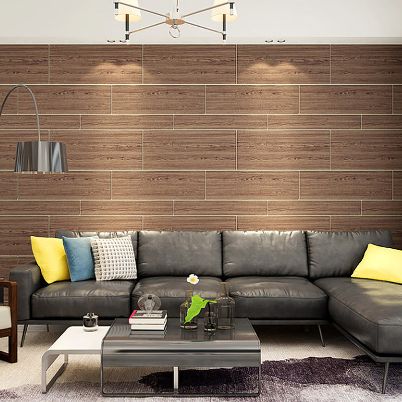 Flock Waterproof Wallpaper Rustic Wood Grain Wall Covering for Home Decoration, Unpasted