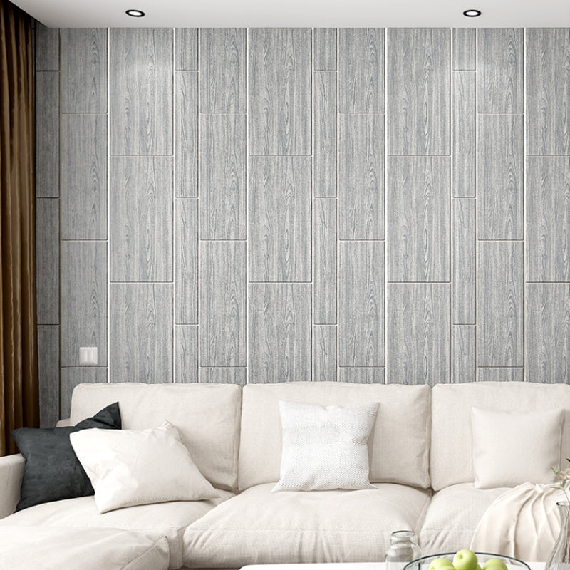 Flock Waterproof Wallpaper Rustic Wood Grain Wall Covering for Home Decoration, Unpasted