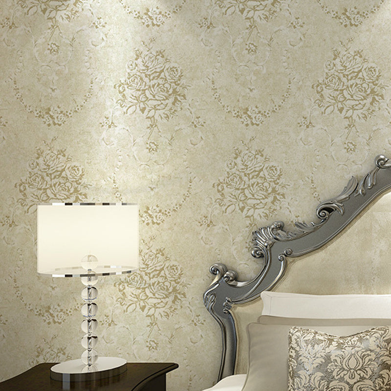 Jacquard Rose Flower Wallpaper Rustic Paper Wall Covering in Pastel Color for Accent Wall